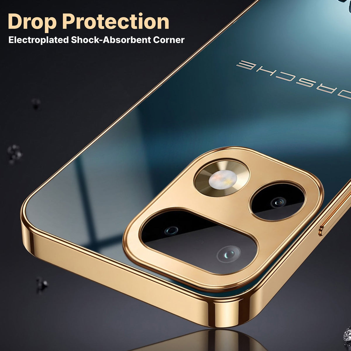 Realme 16 Pro+ 5G Porsche Luxury Gold Electroplated Glass Phone Back Case