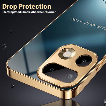 Realme 16 Pro+ 5G Porsche Luxury Gold Electroplated Glass Phone Back Case