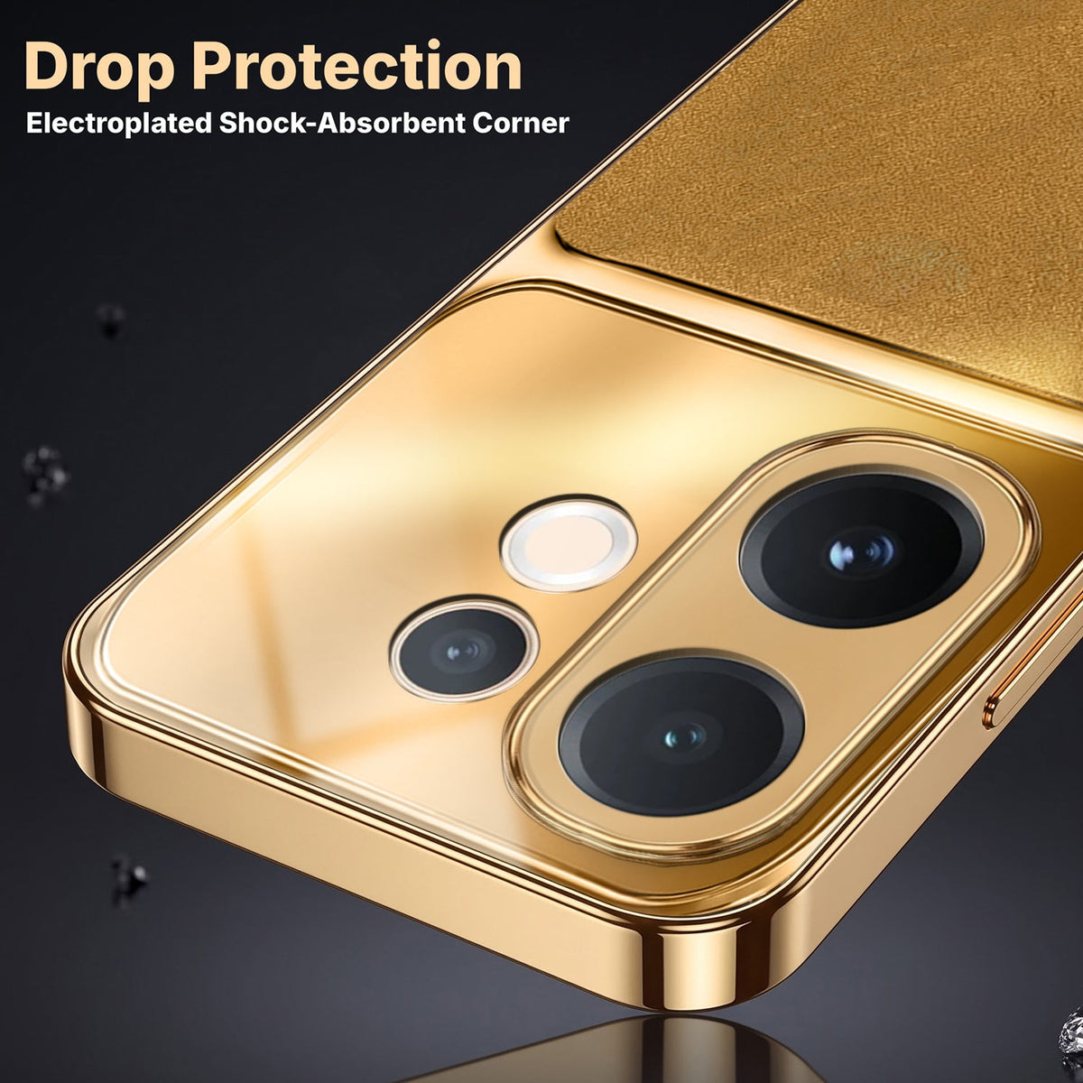 Vivo V60e 5G Royal Touch Apple Gold Electroplated Glass Phone Back Case