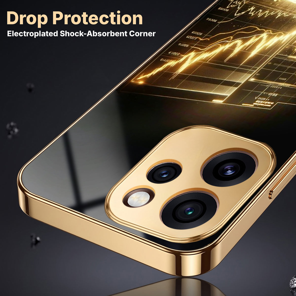Oppo Reno 15 Pro Mini 5G Luxury Wealth Trader Gold Electroplated Glass Phone Back Case