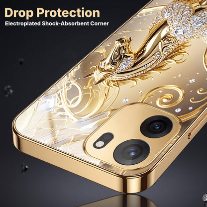 OnePlus Nord CE6 5G Luxury Horse Texture Gold Electroplated Glass Phone Back Case