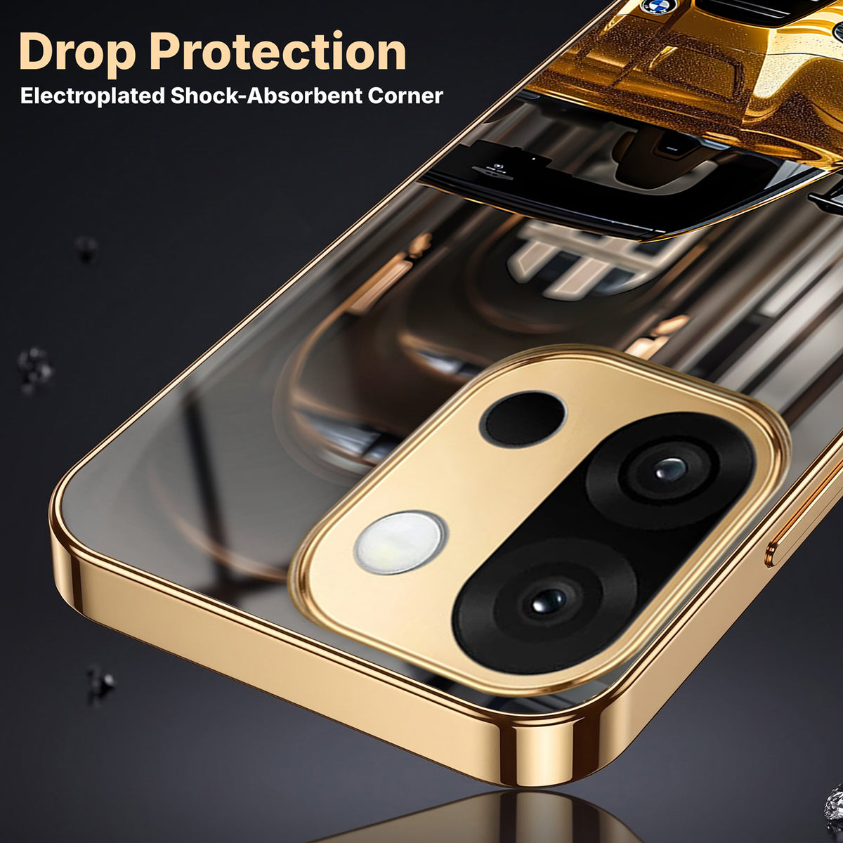 OnePlus 13s 5G Golden BMW Gold Electroplated Glass Phone Back Case