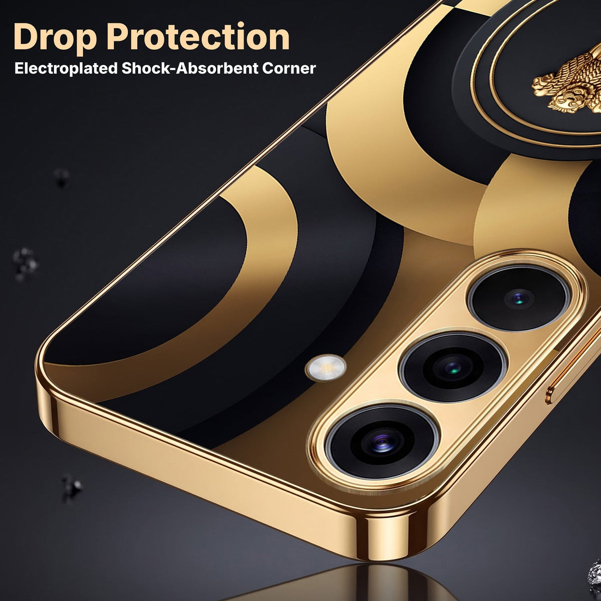 Samsung Galaxy A56 5G Royal Emblem Gold Electroplated Glass Phone Back Case