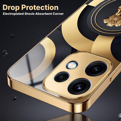 Oppo Reno 16 5G Royal Emblem Gold Electroplated Glass Phone Back Case