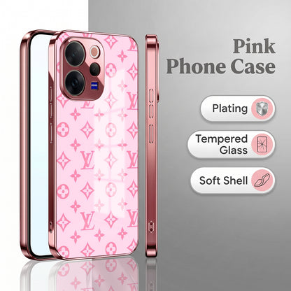 Vivo V70 5G Luxury Monogram Pink Electroplated Glass Phone Back Case