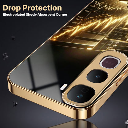 Vivo Y400 Pro 5G Luxury Wealth Trader Gold Electroplated Glass Phone Back Case
