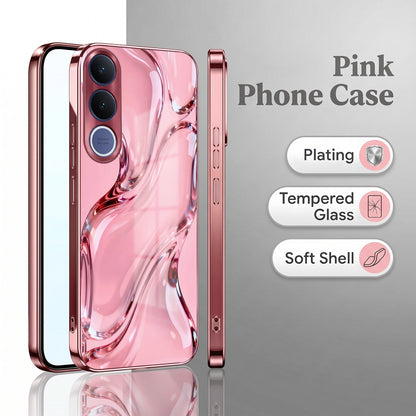 Vivo V70 FE 5G Crystal Wave Energy Pink Electroplated Glass Phone Back Case