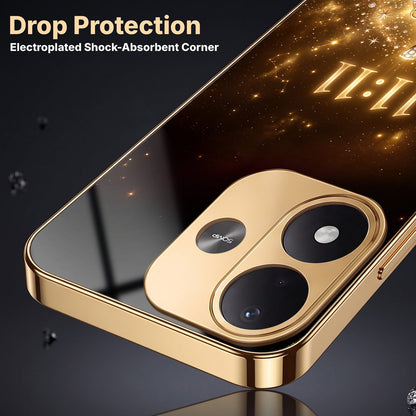 Redmi Note 17 5G God’s Plan Evil Eye Gold Electroplated Glass Phone Back Case