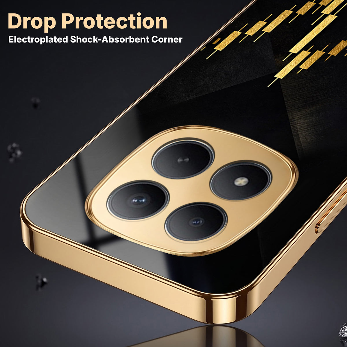 Redmi Note 15 Pro Plus 5G Trading Candles Gold Electroplated Glass Phone Back Case