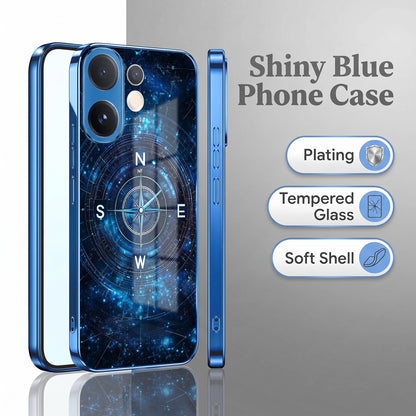 Vivo V60 5G Astral Compass Blue Electroplated Glass Phone Back Case