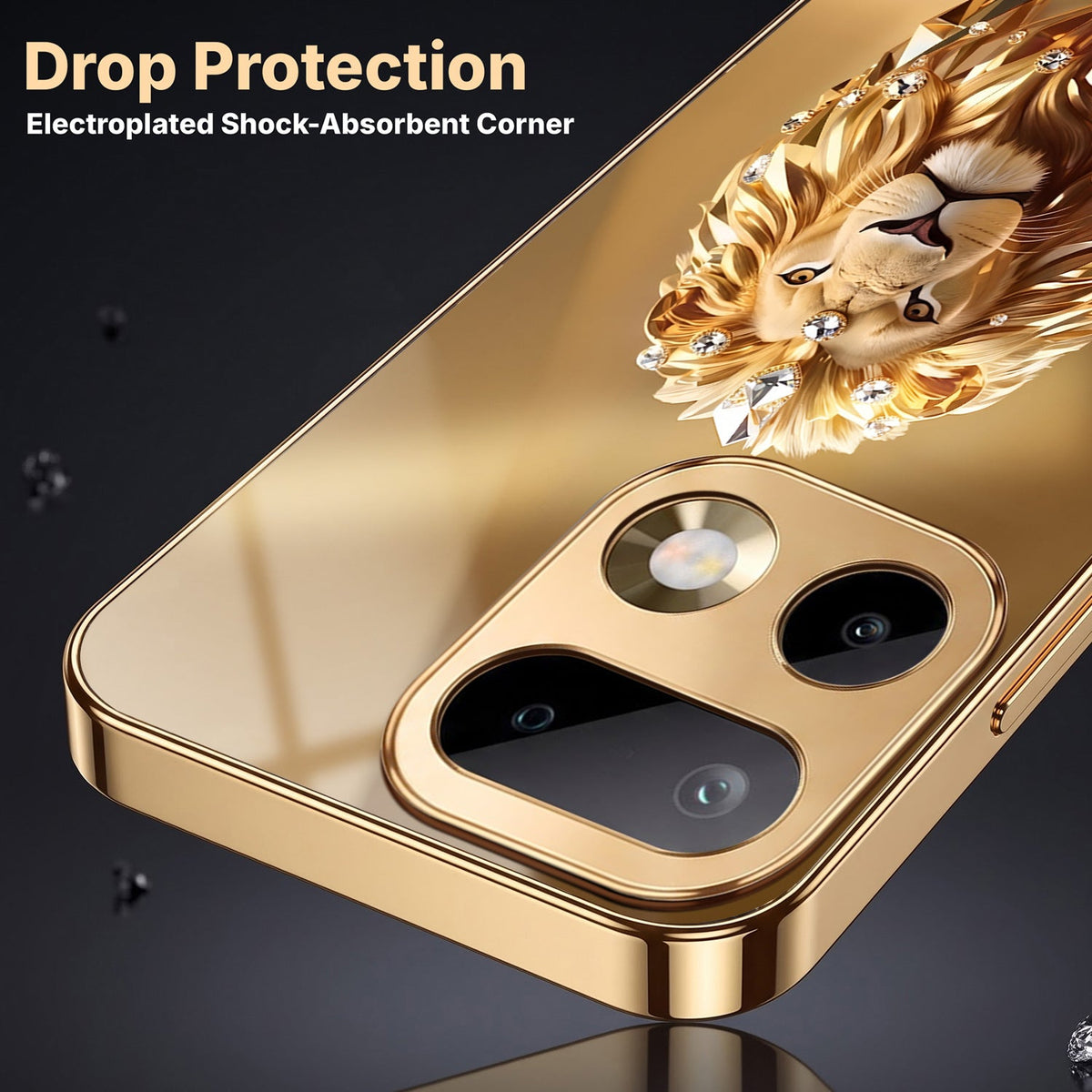 Realme 16 Pro+ 5G Luxury Lion Gold Electroplated Glass Phone Back Case