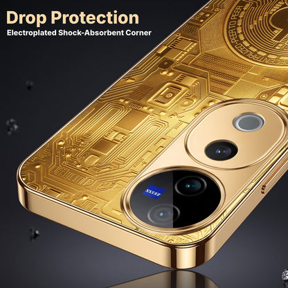 Vivo V40 Pro 5G Bitcoin Gold Electroplated Glass Phone Back Case