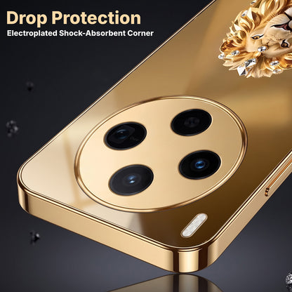 Vivo X300 5G Luxury Lion Gold Electroplated Glass Phone Back Case