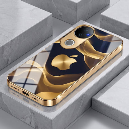 Vivo V50 5G Luxury Wave Gold Electroplated Glass Phone Back Case