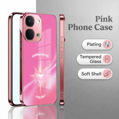Vivo T5x 5G Luxury Shree Radha Pink Electroplated Glass Phone Back Case
