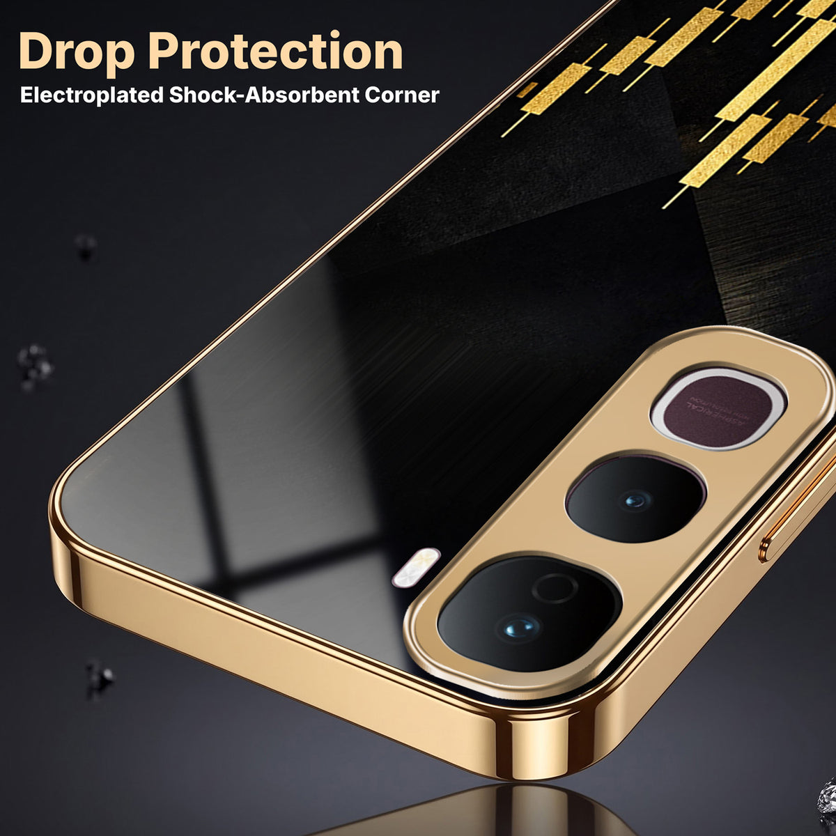 Vivo Y400 Pro 5G Trading Candles Gold Electroplated Glass Phone Back Case