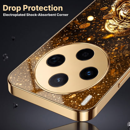 Vivo X300 5G Luxury Tiger Gold Electroplated Glass Phone Back Case