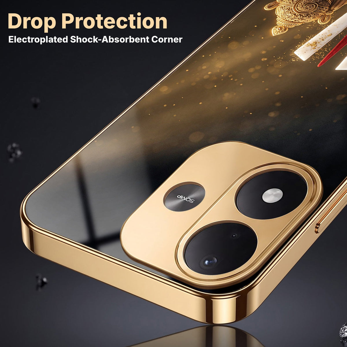 Redmi Note 17 5G Royal Heritage Edition Gold Electroplated Glass Phone Back Case