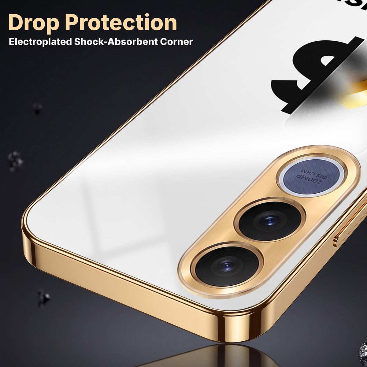 Vivo V70 FE 5G Luxury XAU/USD Gold Electroplated Glass Phone Back Case