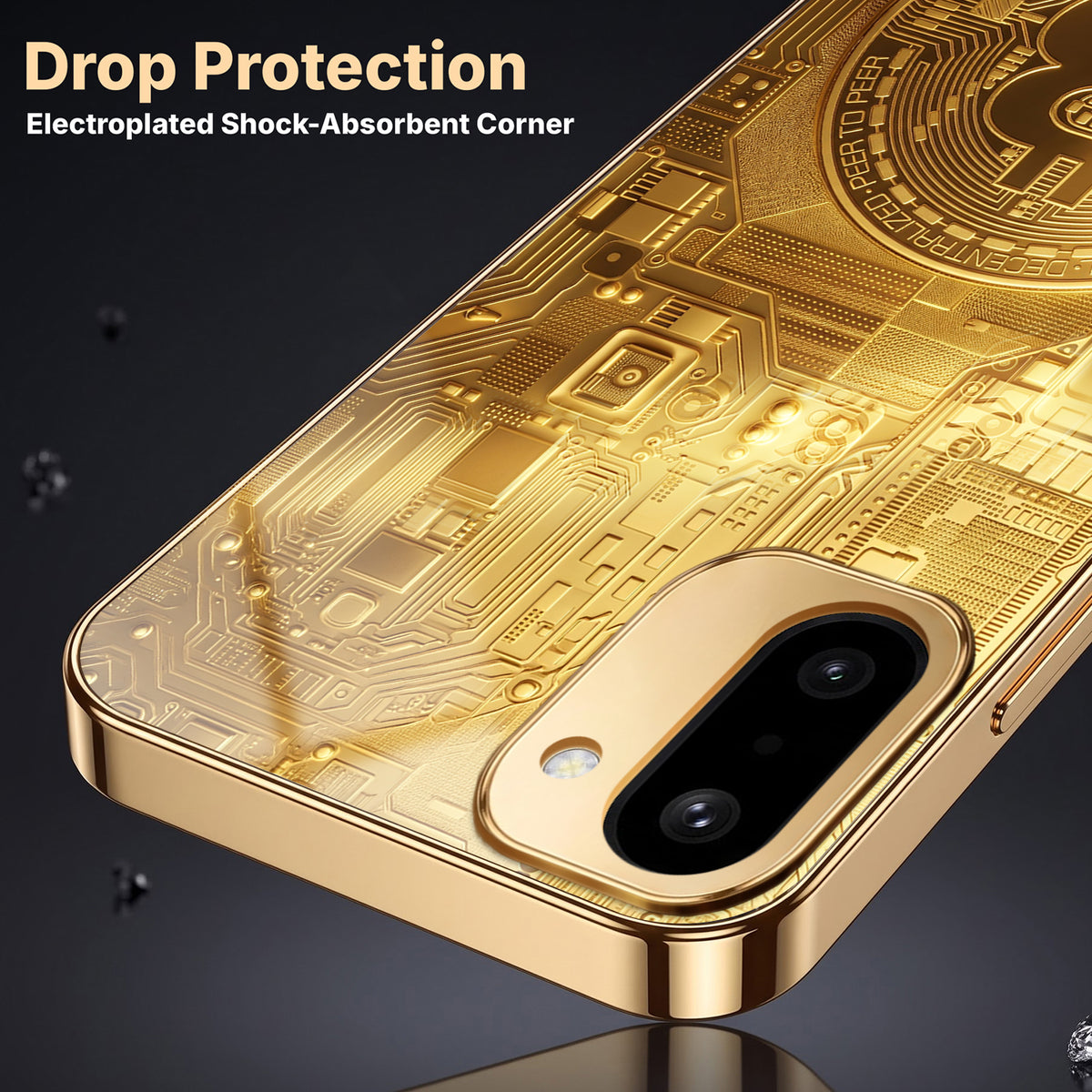 OnePlus 15R 5G Bitcoin Gold Electroplated Glass Phone Back Case