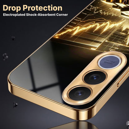 Vivo V70 FE 5G Luxury Wealth Trader Gold Electroplated Glass Phone Back Case