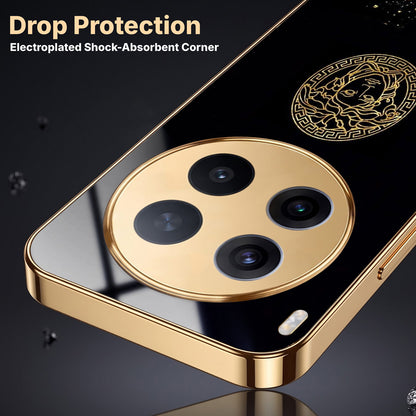 Vivo X300 Pro 5G Medusa Head Gold Electroplated Glass Phone Back Case