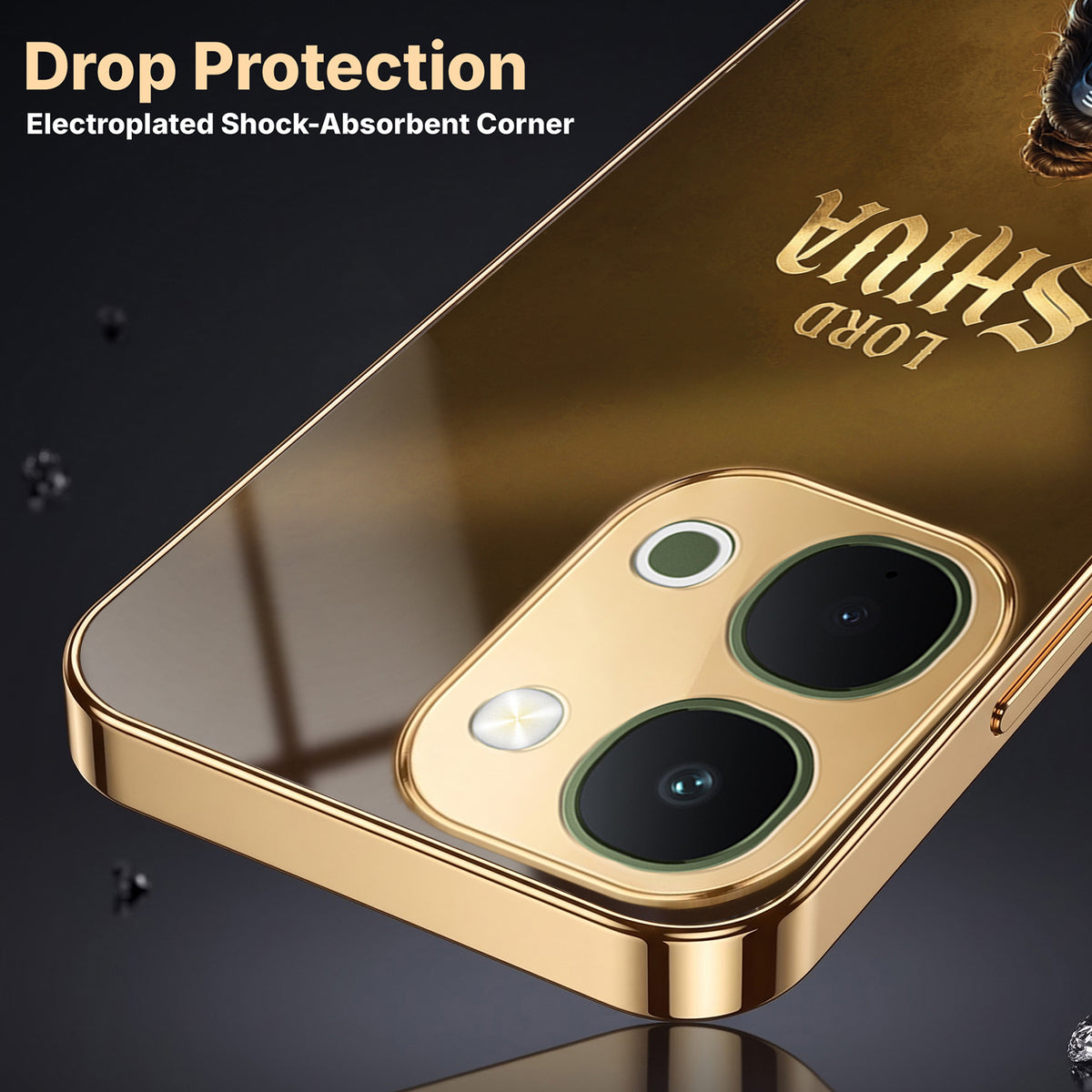 Vivo T5x 5G Lord Shiva Gold Electroplated Glass Phone Back Case