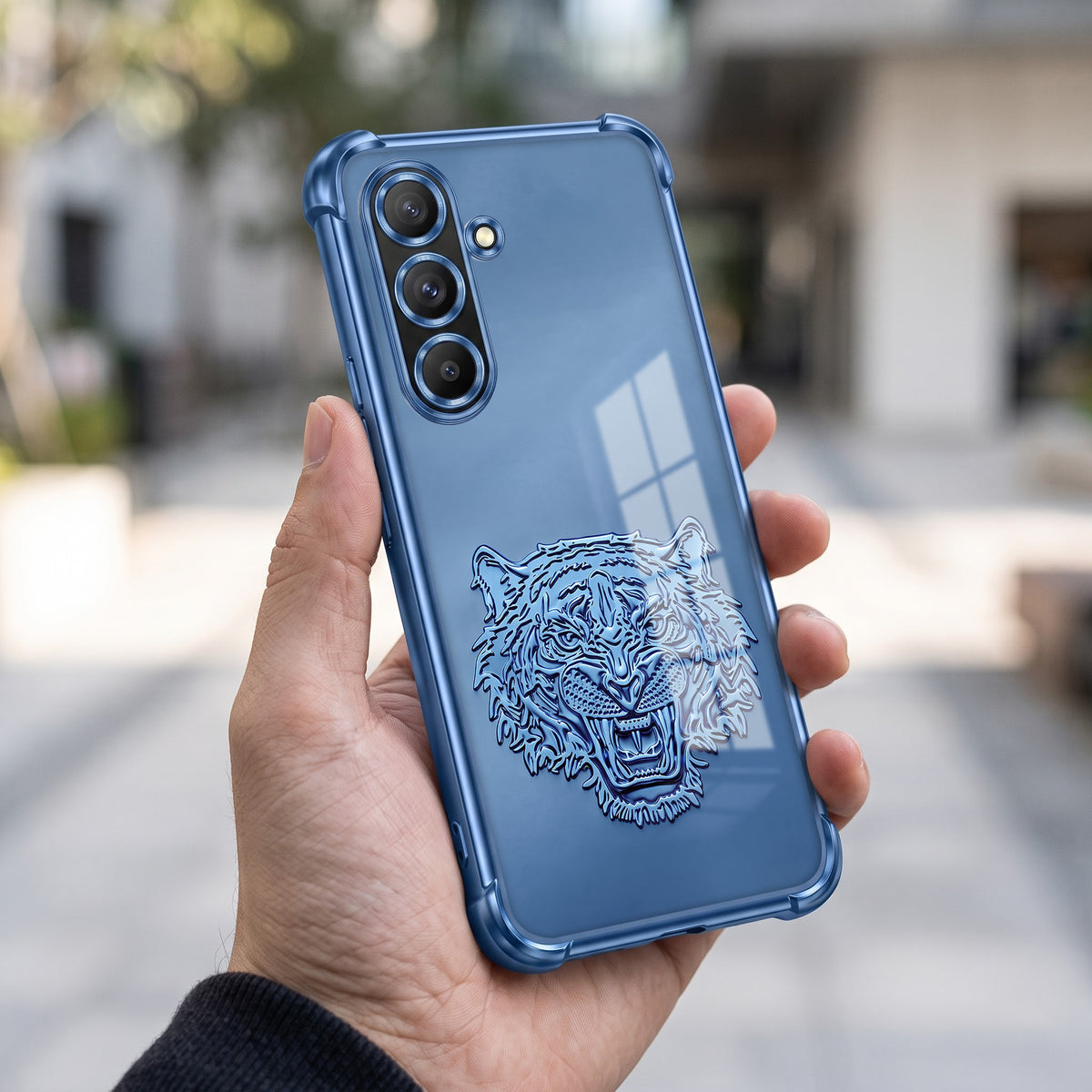 Samsung Galaxy A56 5G Tiger Face Blue Airbags Printed Back Case