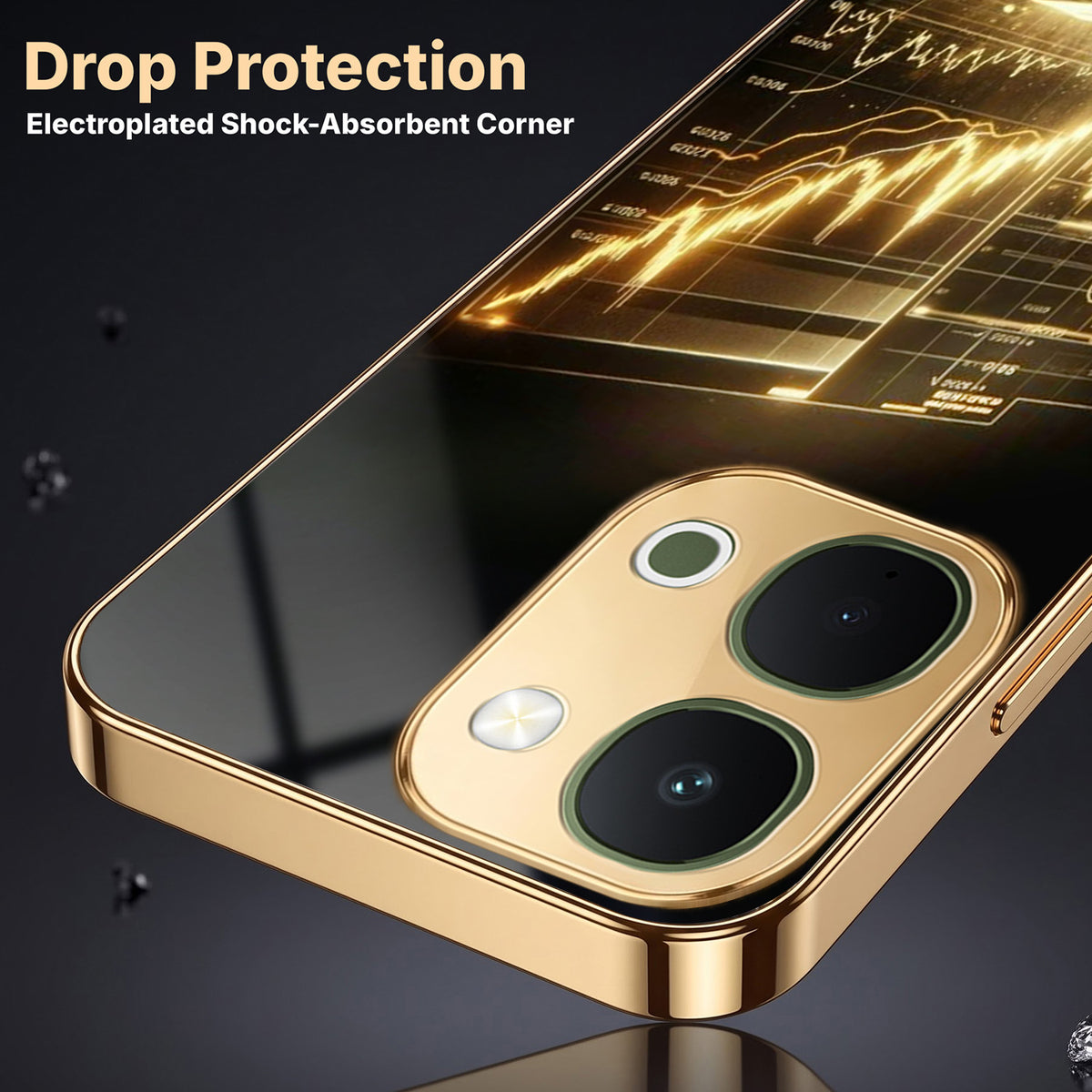 Vivo T5X 5G Luxury Wealth Trader Gold Electroplated Glass Phone Back Case