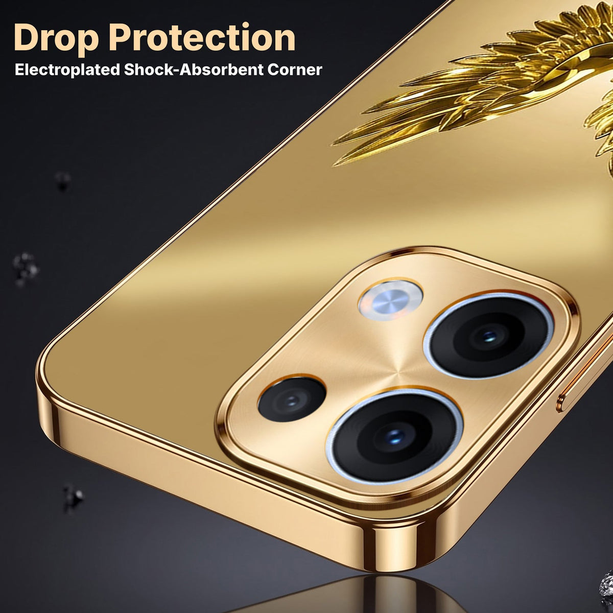 Oppo Reno 13 5G Golden Eagle Gold Electroplated Glass Phone Back Case