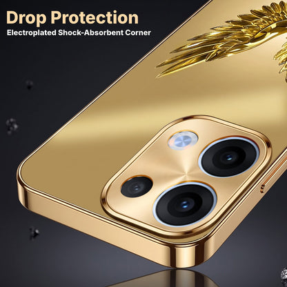 Oppo Reno 13 5G Golden Eagle Gold Electroplated Glass Phone Back Case
