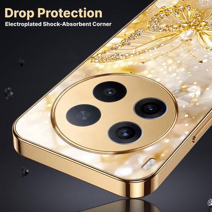 Vivo X300 Pro 5G Golden Butterfly Gold Electroplated Glass Phone Back Case