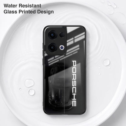 Oppo Reno 13 5G 5G Premium Acrylic Shockproof Glass Back Case (Black Porsche)