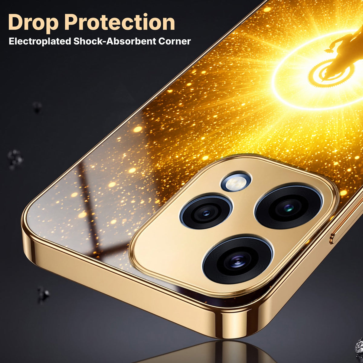 Oppo Reno 15 5G Lakshmi Sacred Gold Electroplated Glass Phone Back Case