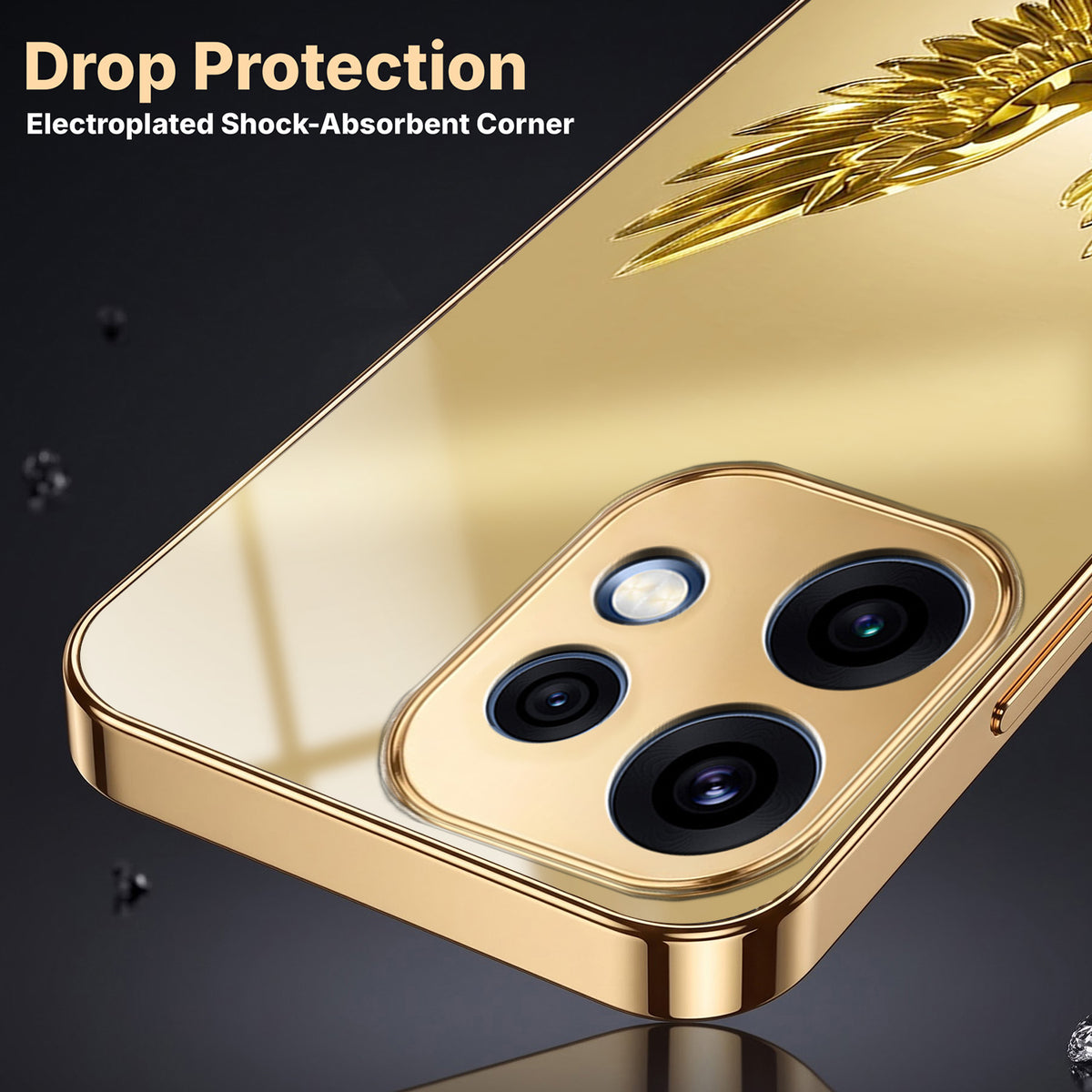 Oppo Reno 16 5G Golden Eagle Gold Electroplated Glass Phone Back Case