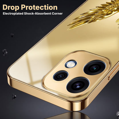 Oppo Reno 16 5G Golden Eagle Gold Electroplated Glass Phone Back Case
