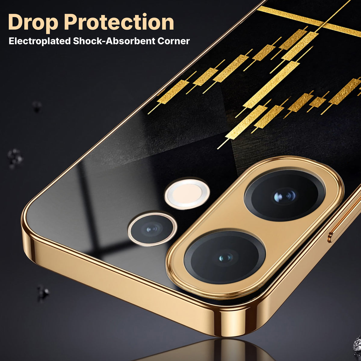 Vivo V60 5G Trading Candles Gold Electroplated Glass Phone Back Case