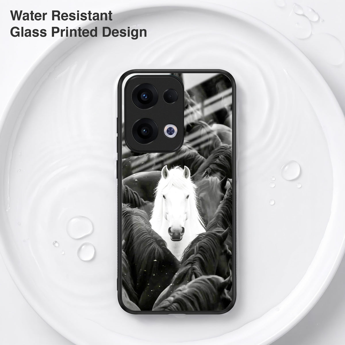 Oppo Reno 13 5G Premium Acrylic Shockproof Glass Back Case (Mystic Stallion)