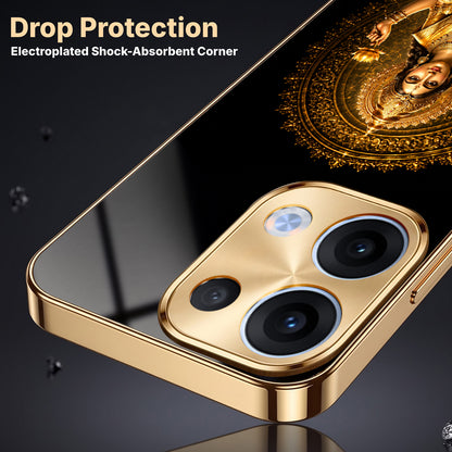 Oppo Reno 13 5G Golden Maa Lakshmi Gold Electroplated Glass Phone Back Case