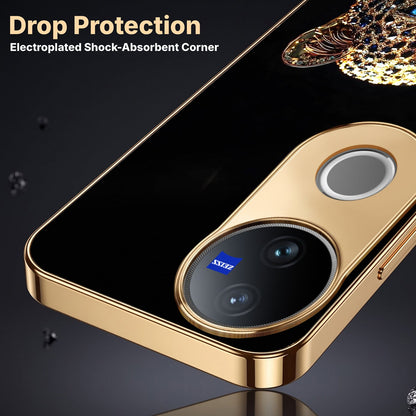 Vivo V50 5G Panther Gold Electroplated Glass Phone Back Case