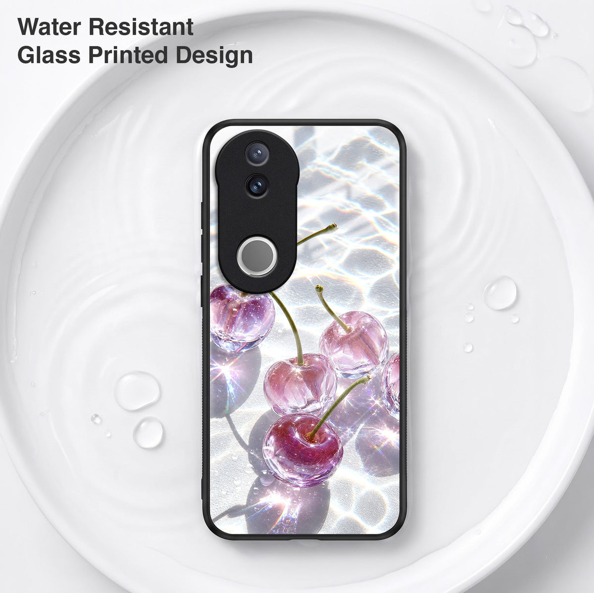 Vivo V50 5G Purple Transparent Cherry Acrylic Glass Back Case