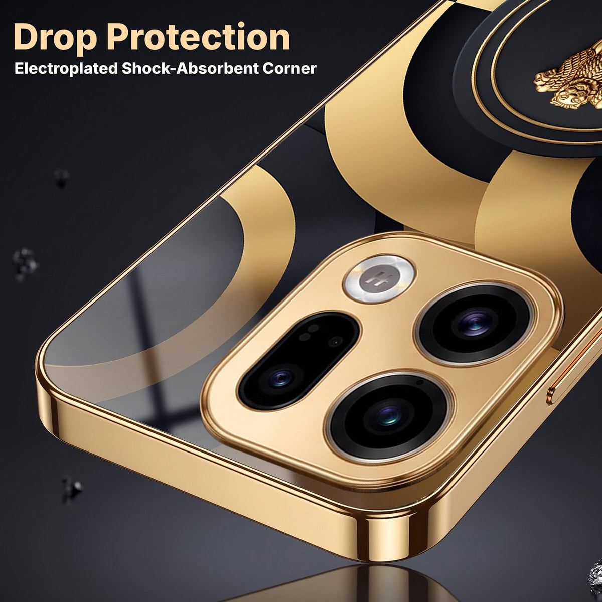 Oppo Find X9 5G Royal Emblem Gold Electroplated Glass Phone Back Case