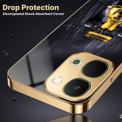 Vivo T5x 5G F1 Racing Car Gold Electroplated Glass Phone Back Case