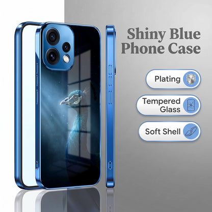 Oppo Reno 15 5G Royal Peacock Blue Electroplated Glass Phone Back Case
