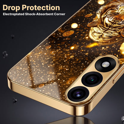 Oneplus Nord 5 5G Luxury Tiger Gold Electroplated Glass Phone Back Case
