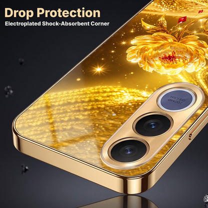 Vivo V70 FE 5G Golden Rose Elegance Gold Electroplated Glass Phone Back Case