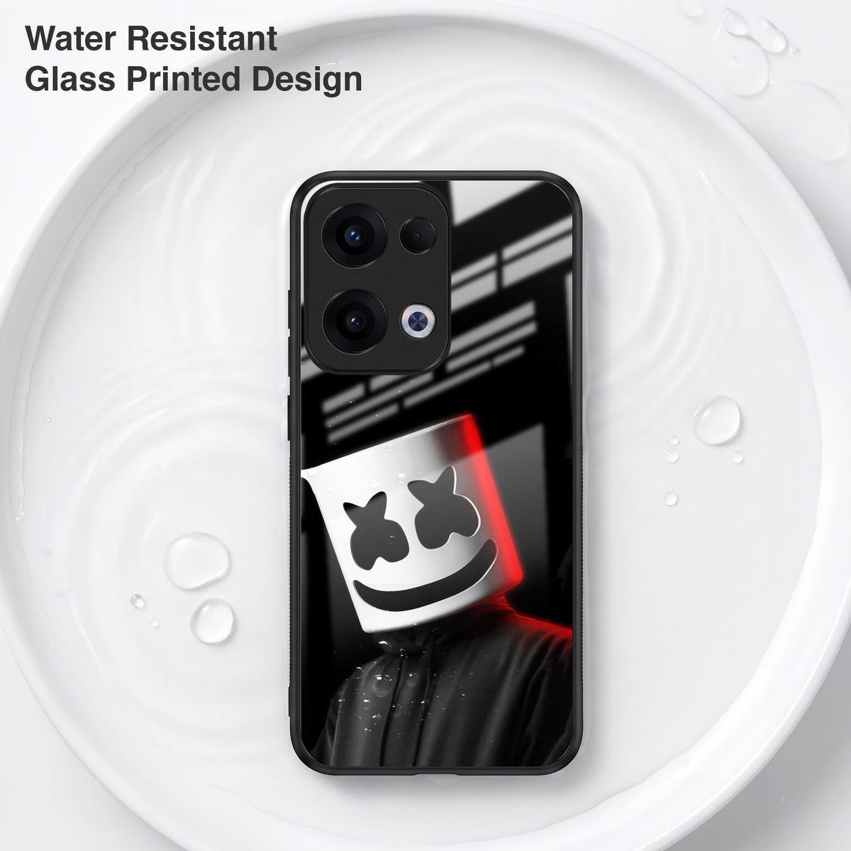 Oppo Reno 13 5G Premium Acrylic Shockproof Glass Back Case (Mask Dark)