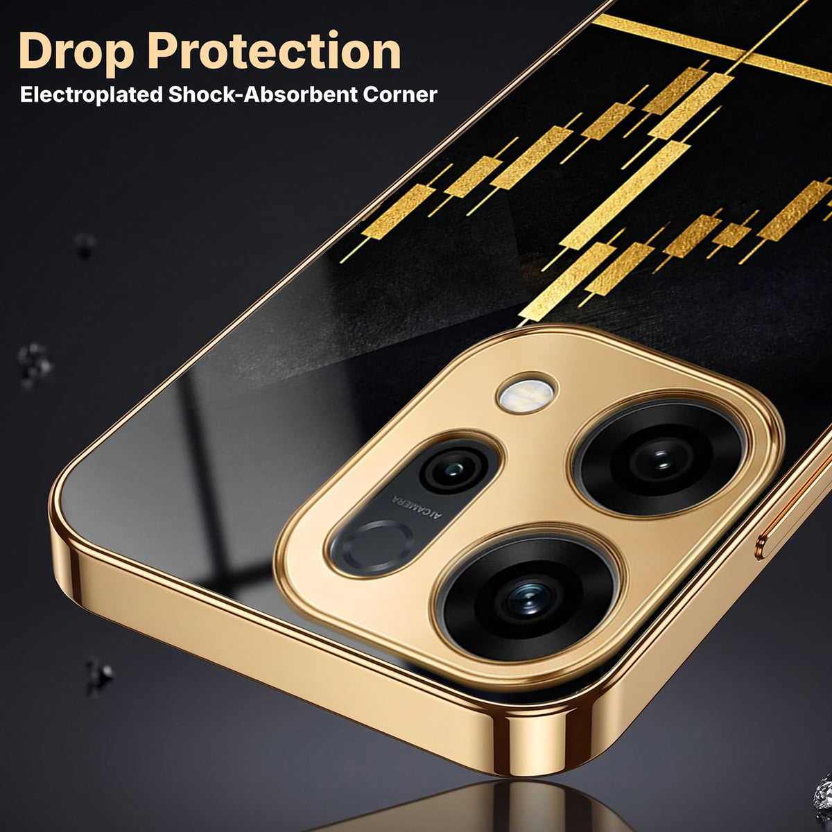 Oppo Reno 14 5G Trading Candles Gold Electroplated Glass Case