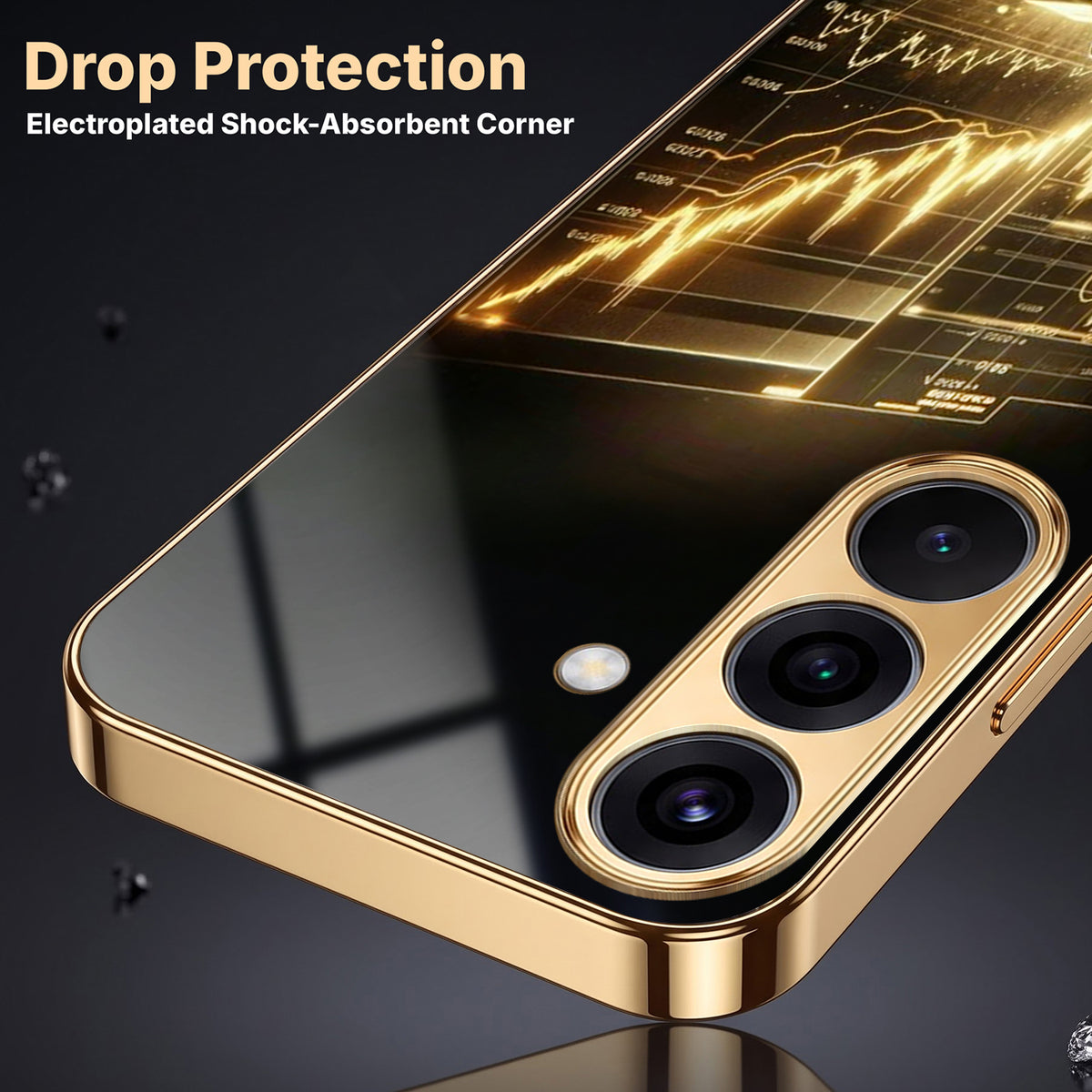 Samsung Galaxy A36 5G Luxury Wealth Trader Gold Electroplated Glass Phone Back Case
