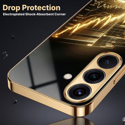 Samsung Galaxy A36 5G Luxury Wealth Trader Gold Electroplated Glass Phone Back Case